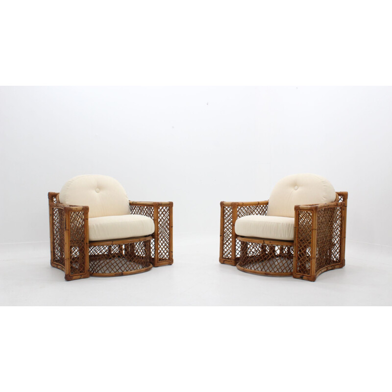 Vintage rattan armchairs Vivai del Sud 1970