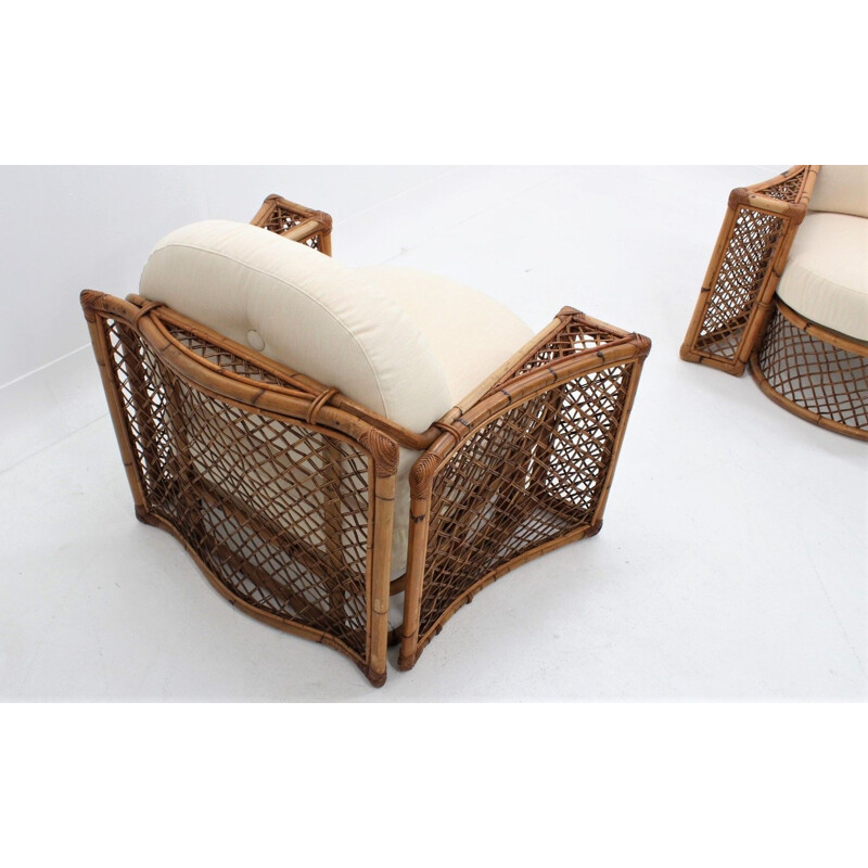 Vintage rattan armchairs Vivai del Sud 1970