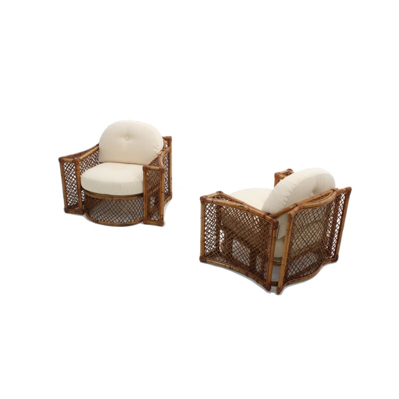 Vintage rattan armchairs Vivai del Sud 1970