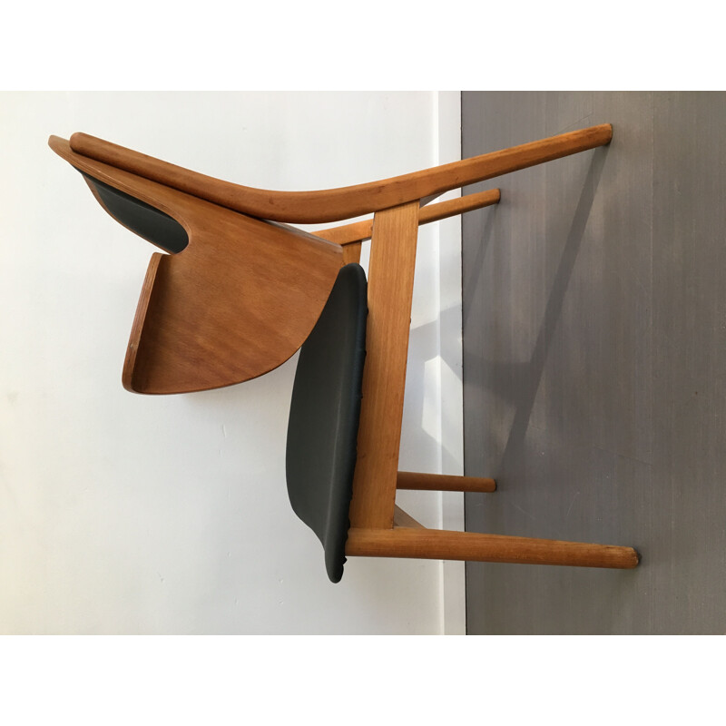 Fauteuil lounge vintage Hans Olsen Shell Chair Modèle 107 pour Bramin Mobler, Danemark,1950