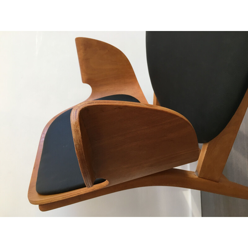 Fauteuil lounge vintage Hans Olsen Shell Chair Modèle 107 pour Bramin Mobler, Danemark,1950