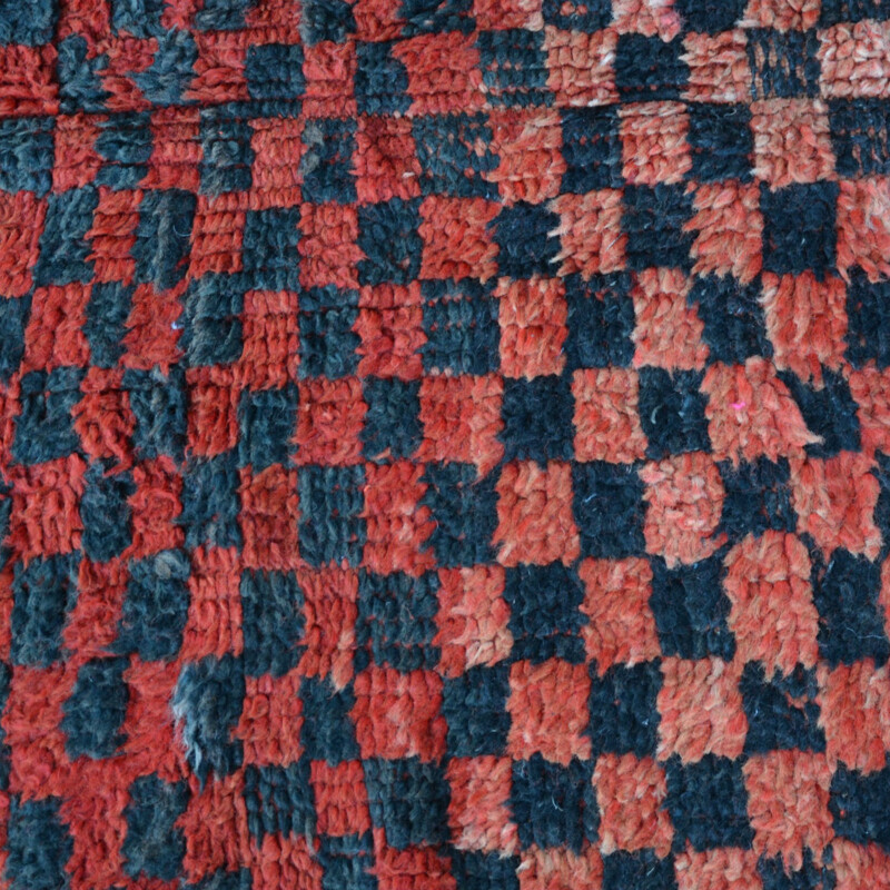 Vintage red and black wool Berber carpet, 1970