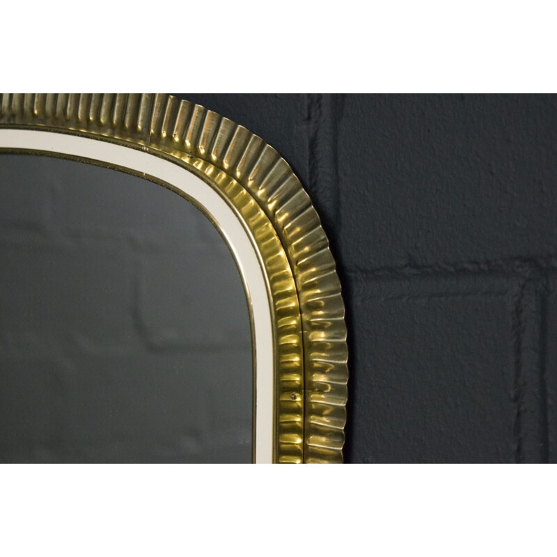 Large Handmade Brass Mirror vintage from Vereinigte Werkstätten Collection,German 1960s