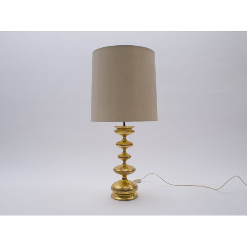 Gold Plated Table Lamp vintage Hollywood Regency Italian, 1960s