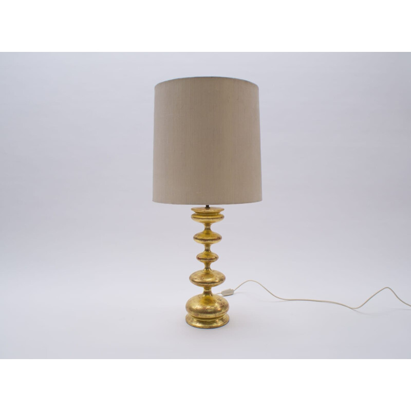 Gold Plated Table Lamp vintage Hollywood Regency Italian, 1960s