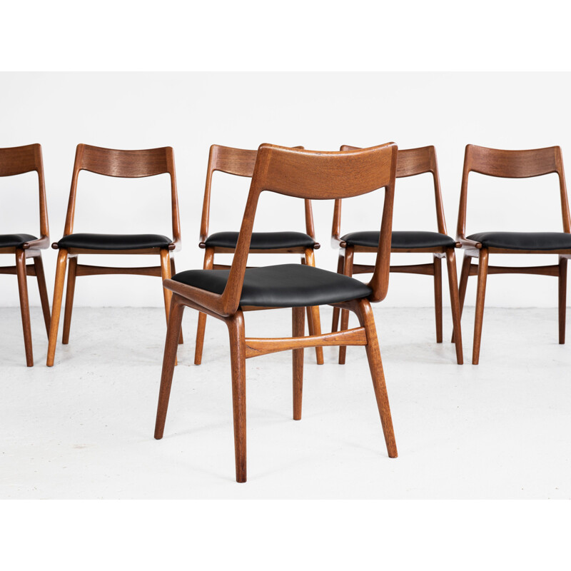 Set of 6 Boomerang dining chairs Midcentury by Alfred Christensen for Slagelse