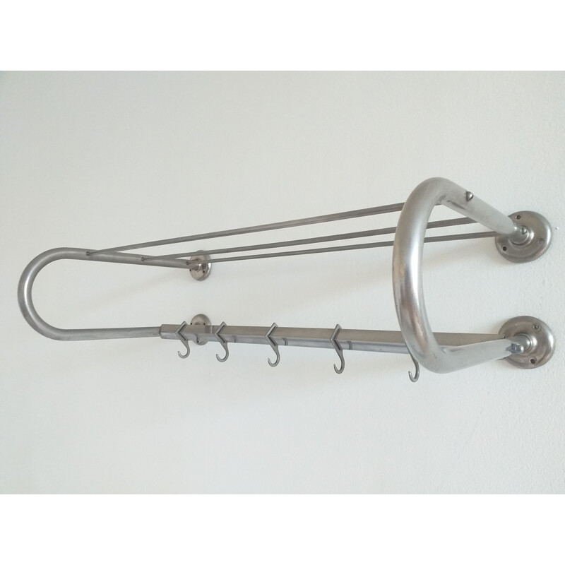 Vintage Bauhaus wall coat rack with 5 hooks, 1930