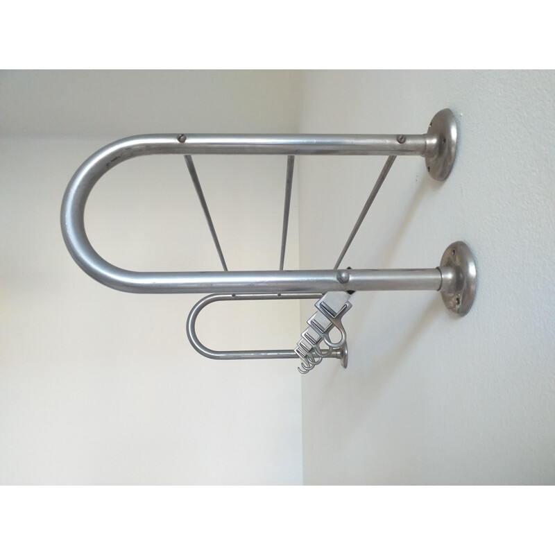 Vintage Bauhaus wall coat rack with 5 hooks, 1930