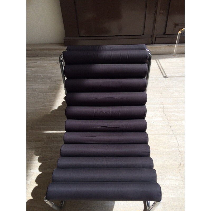 Pair of tubular steel and grey fabric easy chairs - 1970s