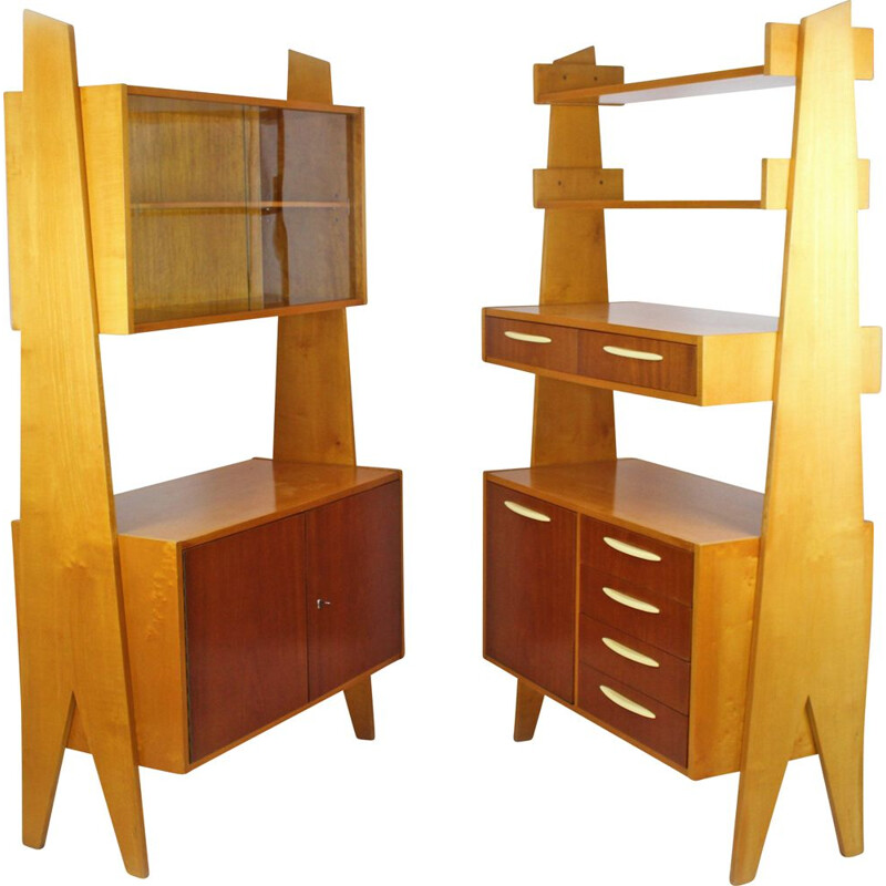 Pair of Vintage Wall Units, Czechoslovakia 1960s