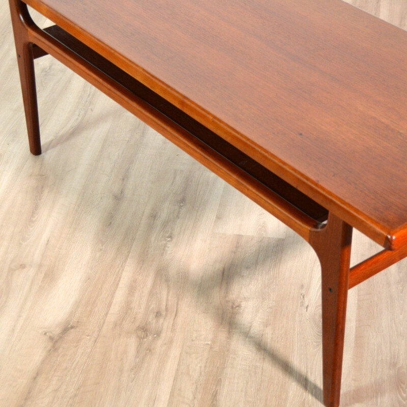 Table basse vintage Teck par Bernhard Pedersen et Son, scandinave 1960