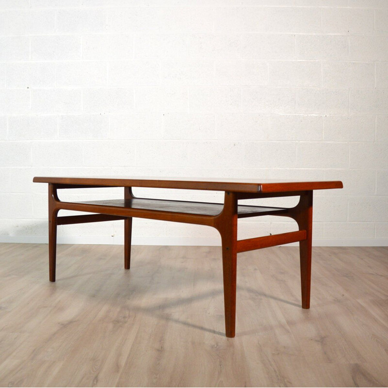 Table basse vintage Teck par Bernhard Pedersen et Son, scandinave 1960