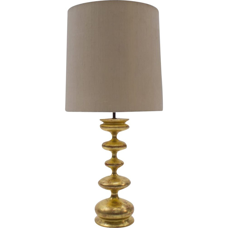 Gold Plated Table Lamp vintage Hollywood Regency Italian, 1960s