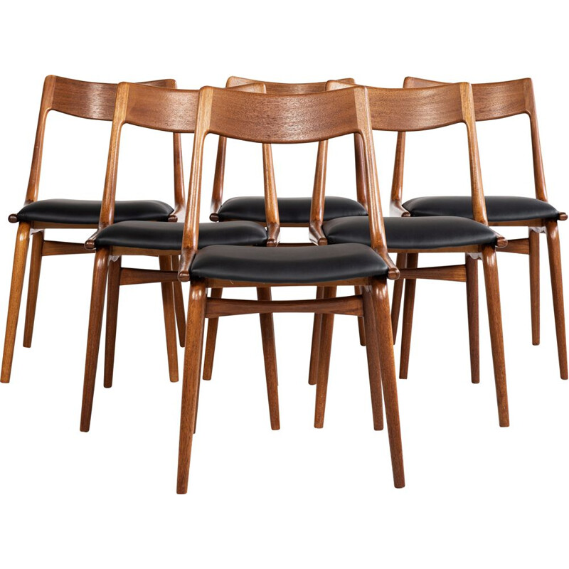 Set of 6 Boomerang dining chairs Midcentury by Alfred Christensen for Slagelse