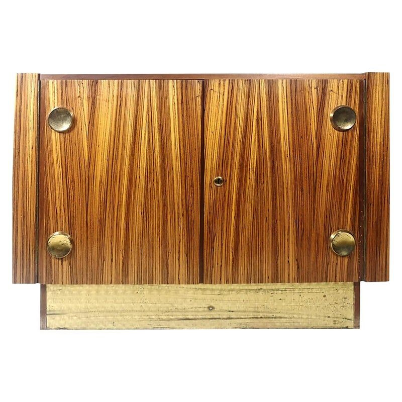 Cabinet Vintage Zebrano with Copper Accents by Julia Gaubek, 1974