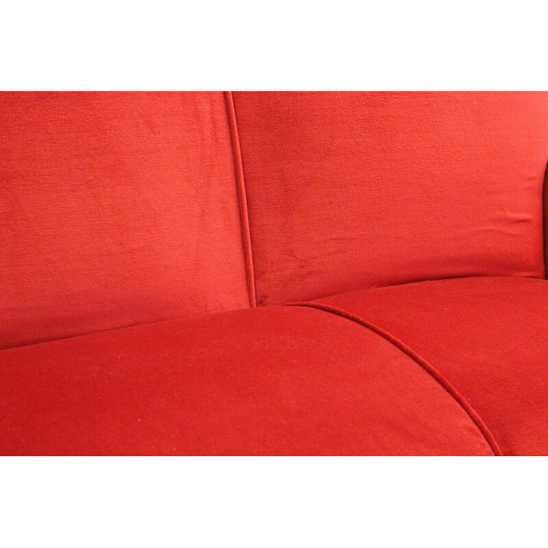 Italian vintage sofa in red velvet and brass - 1950s