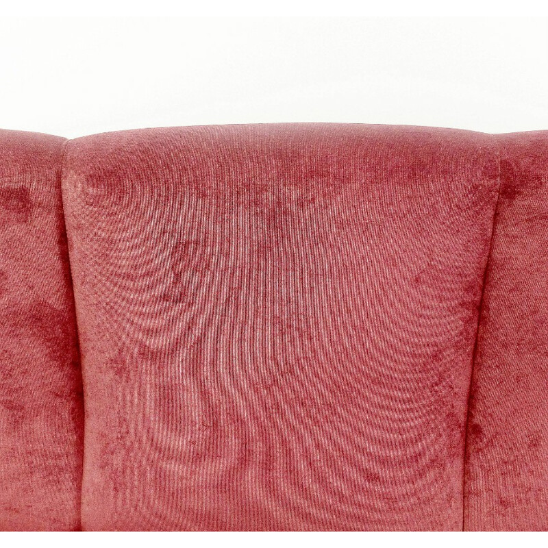 Italian sofa in burgundy velvet and brass - 1950s