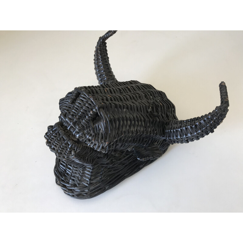 Vintage rattan bull head 1960 