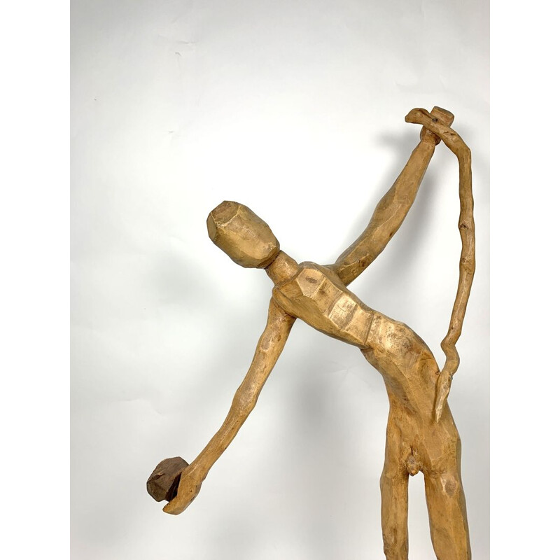 Figurita vintage de madera tallada a mano, 1960