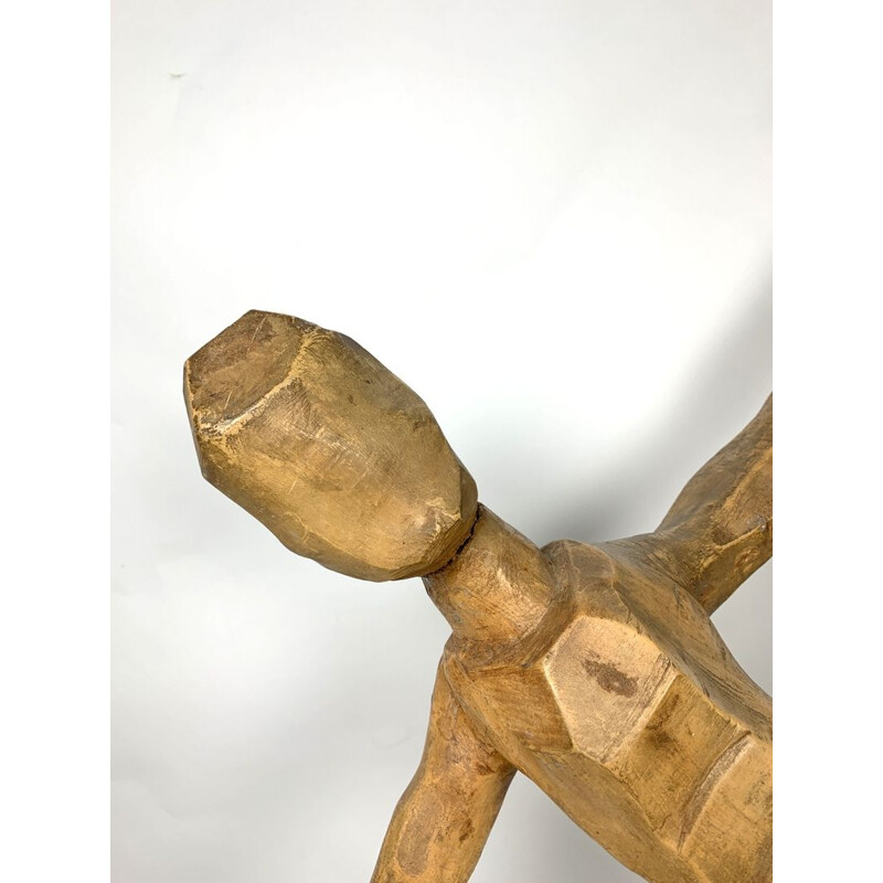 Figurita vintage de madera tallada a mano, 1960