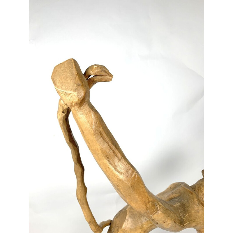 Figurine vintage en bois sculptée à la main, 1960