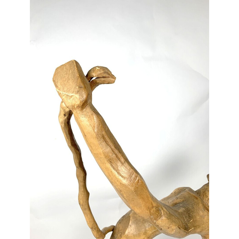 Figurita vintage de madera tallada a mano, 1960