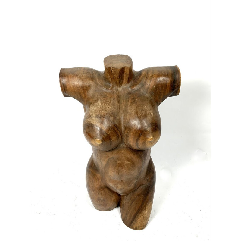 Hardwood Sculptures vintage Adam and Eve, Hand Carved, 1970s