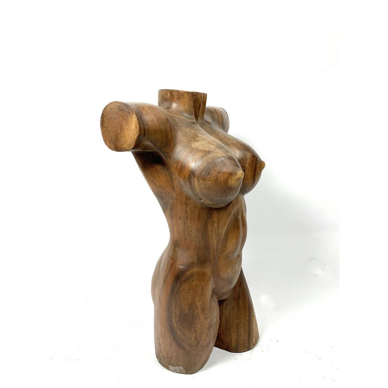 Hardwood Sculptures vintage Adam and Eve, Hand Carved, 1970s