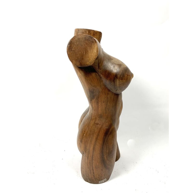 Hardwood Sculptures vintage Adam and Eve, Hand Carved, 1970s