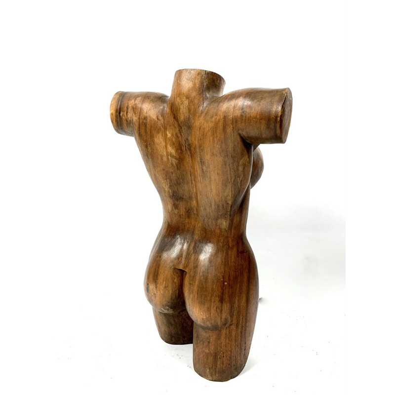 Sculptures vintage en bois dur  Adam et Eve, sculptées à la main, 1970