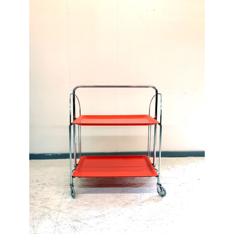 Foldable Bar Space Age mid century Cart with Chrome-Plated Legs, 1960s