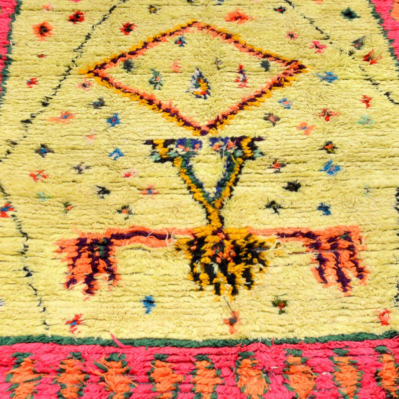 Ourika rug in yellow and pink wool - 1980s