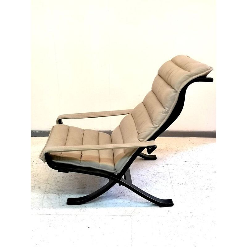 Full leather vintage Folding Lounge Chair with Ottoman by Ingmar Relling, 1970s