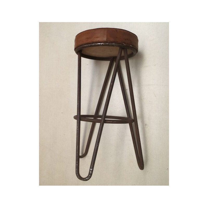 Pair of vintage metal tubular stools chromed Marcel Breuer B114 1930