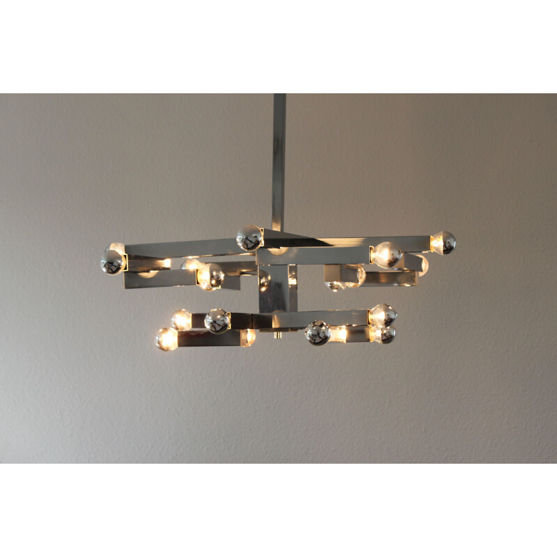 Chandelier vintage Cubic Chrome from Gaetano Sciolari