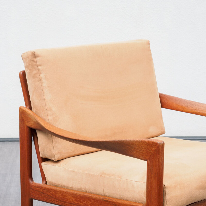 Armchair vintage teak , Illum Wikkelso danish 1960s