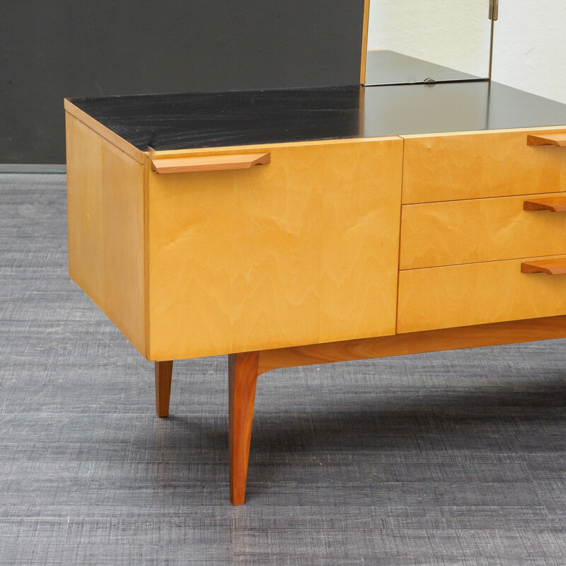 Mirrored dresser vintage, birchwood, bicoloured 1950s