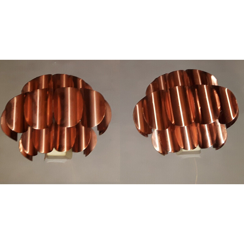 Pair of Wall Lights Copper vintage by Thorsten Orrling for Temde, 1960s