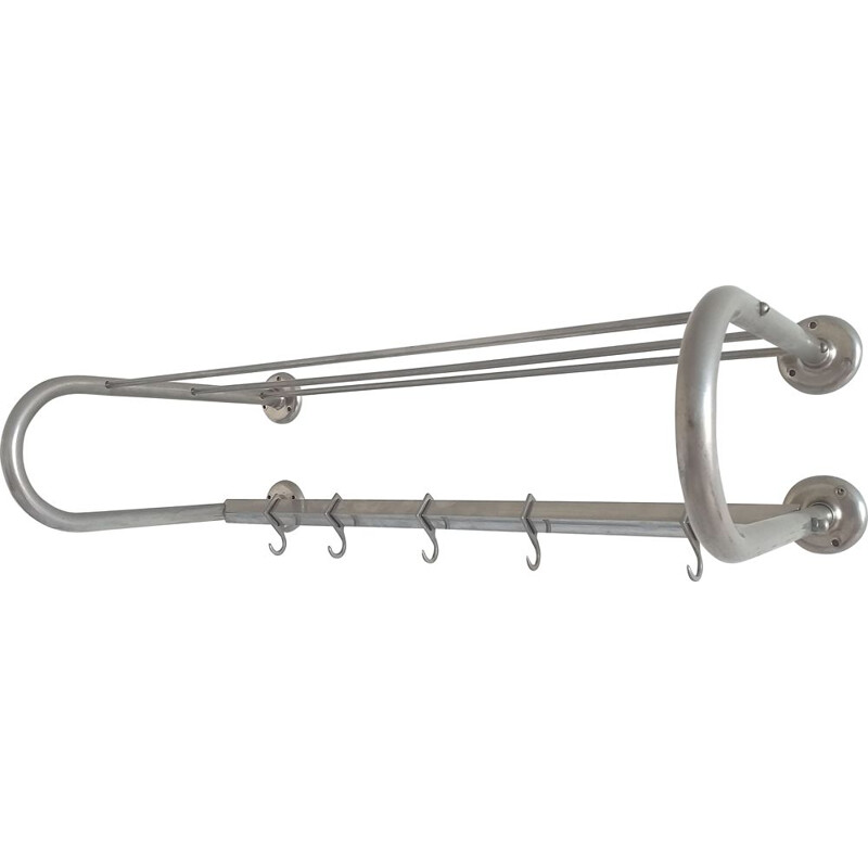 Vintage Bauhaus wall coat rack with 5 hooks, 1930