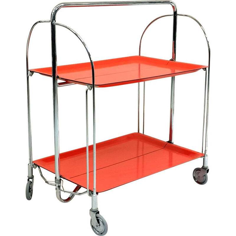 Foldable Bar Space Age mid century Cart with Chrome-Plated Legs, 1960s