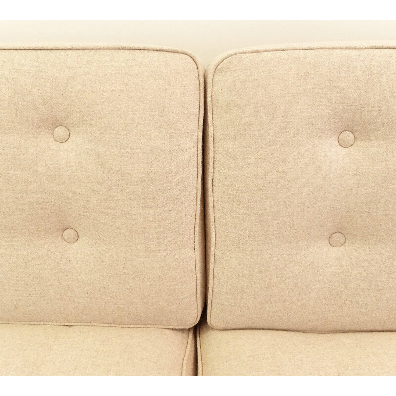 Canapé Knoll en métal chromé et tissu beige, Florence KNOLL - 1970