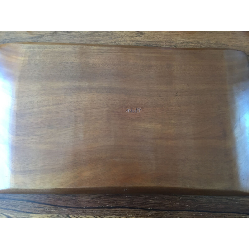 Large vintage tray in blond teak wood Alexandre Noll