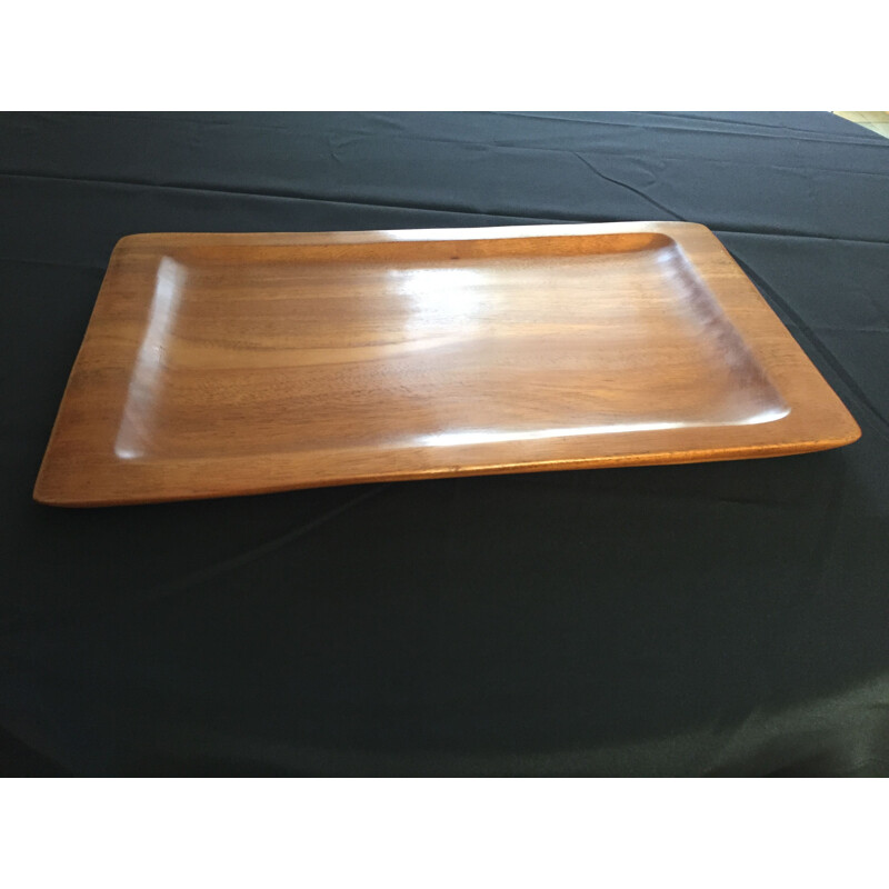 Large vintage tray in blond teak wood Alexandre Noll