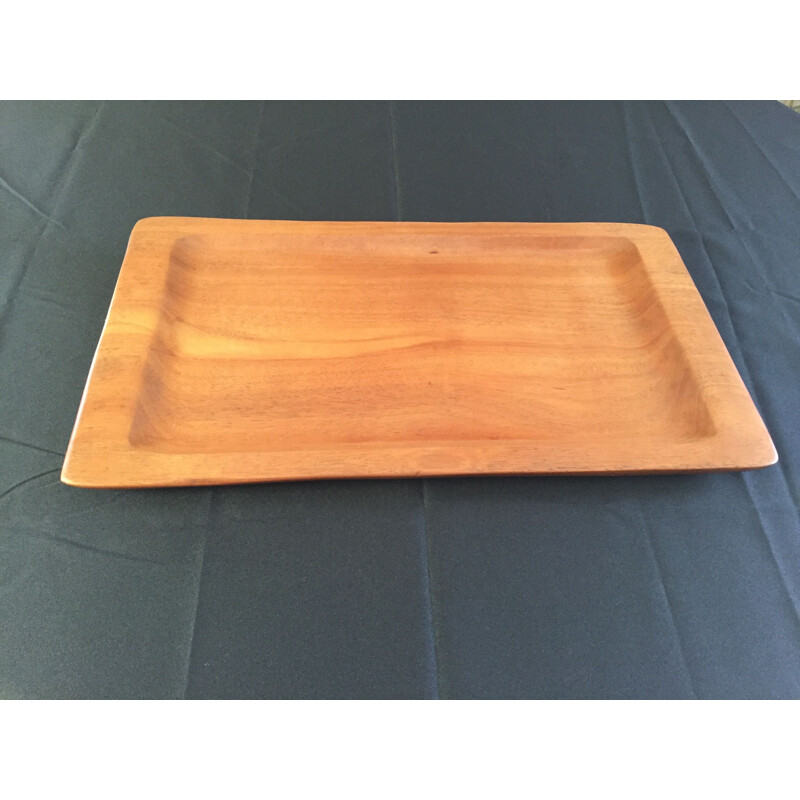 Large vintage tray in blond teak wood Alexandre Noll