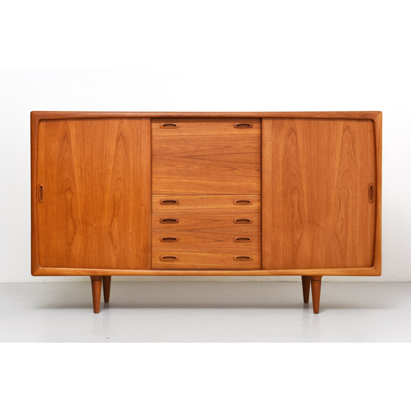 High sideboard with 4 drawers in teak, HP HANSEN - 1960s