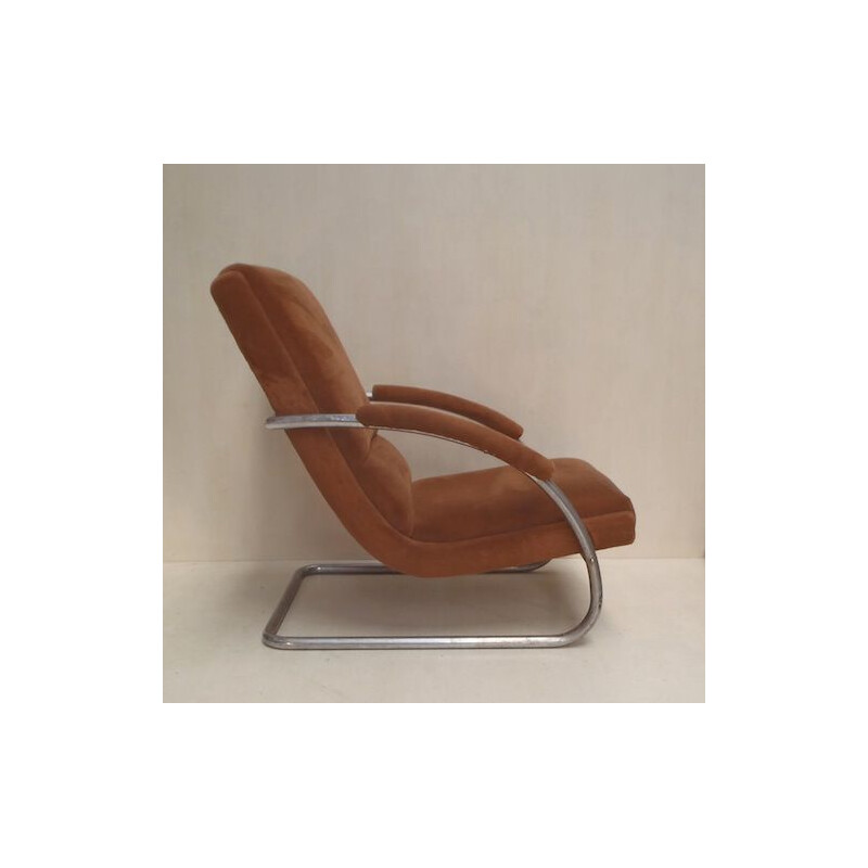 Vintage verstelbare fauteuil Mücke Merder Tsjecho-Slowakije 1930