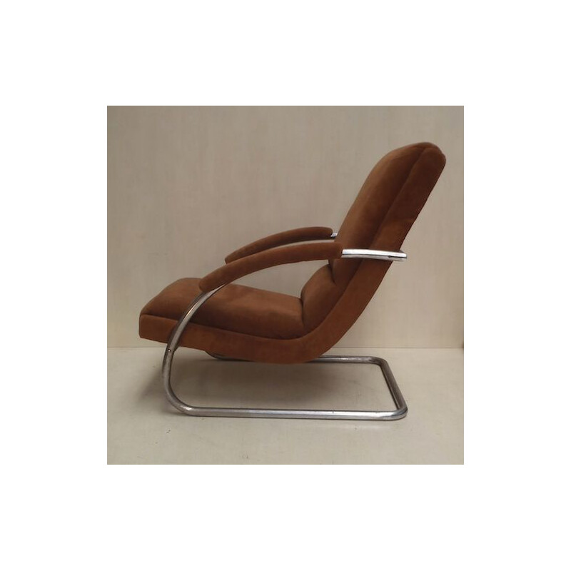 Vintage verstelbare fauteuil Mücke Merder Tsjecho-Slowakije 1930