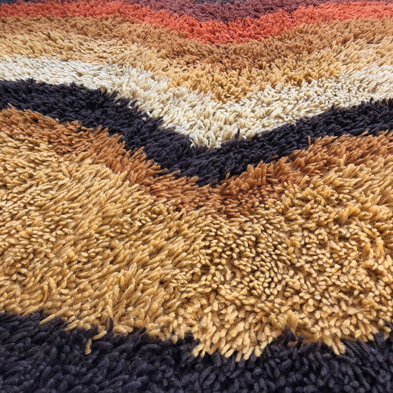 Carpet vintage Multi-Color Pop Art Panton High Pile Rya Rug Desso, Netherlands, 1970