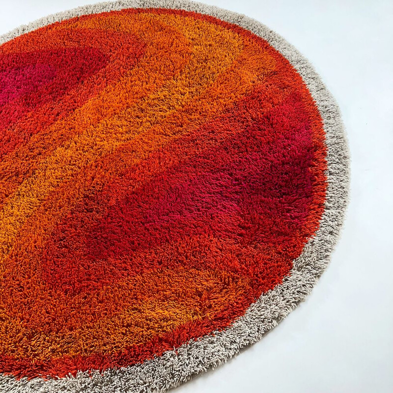 Tapis vintage psychédélique rose Panton High Pile Rya Rug Carpet Desso, Pays-Bas, 1970