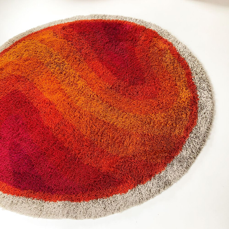 Carpet vintage Psychedelic Pink Panton High Pile Rya Rug Desso, Netherlands, 1970s